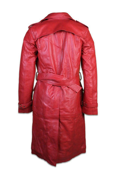 Red leather trench coat on sale mens