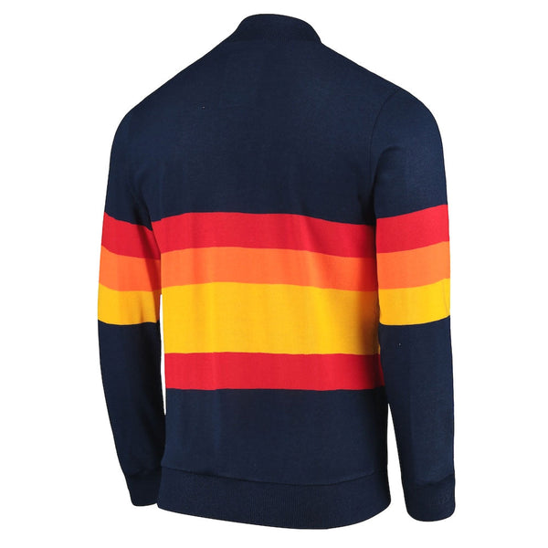 Women Houston Astros 1986 Kate Upton Rainbow Stripe Blue Fleece Sweater  Jacket