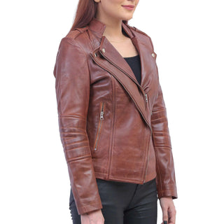 Women's Brown Asymmetrical Jacket
