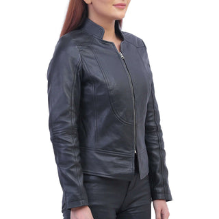 Womens Black Biker Leather Jacket