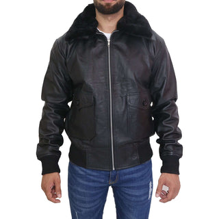 Men's G1 Navy Black Leather Jacket