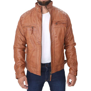 Quilted Tan Leather Jacket