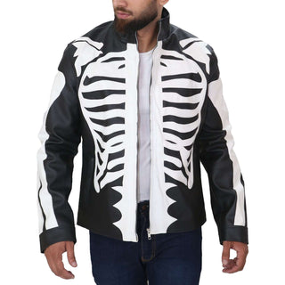 mens skeleton leather jacket