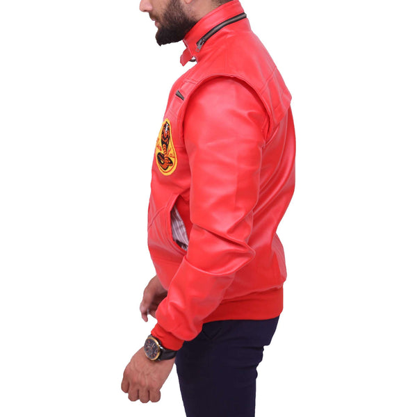 Cobra Kai Red Bomber Jacket | Cobra Kai Red Leather Jacket