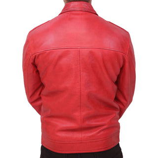 Men's Vintage Distressed Red Leather Jacket