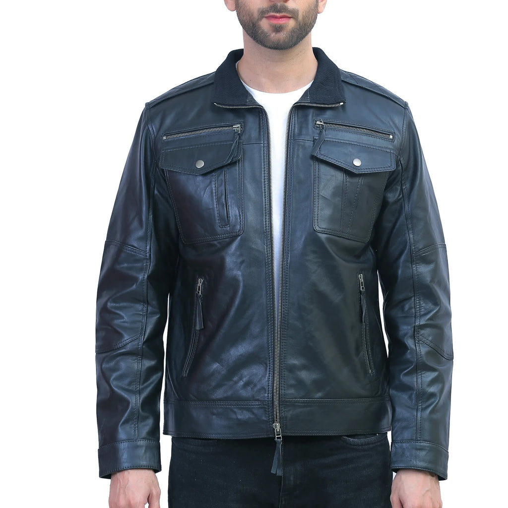 Solo NY leather wear shops black motorcycle jacket men’s size medium