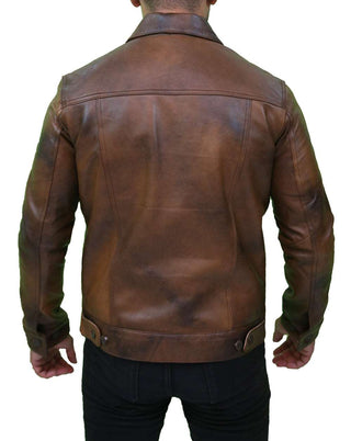 Men's Vintage Classic Leather Trucker Jacket