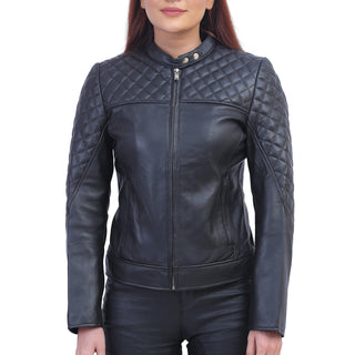 Women Black Quilted Shoulder Jacket