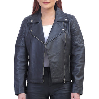 Womens Asymmetric Black Quilted Jacket