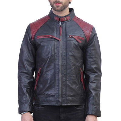 Men's Padded Shoulder Design Asymmetrical Black Leather Jacket - Films  Jackets