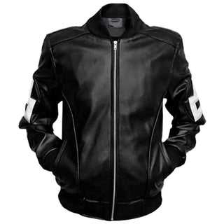 8 Ball Pool Black Men's Genuine Leather Jacket