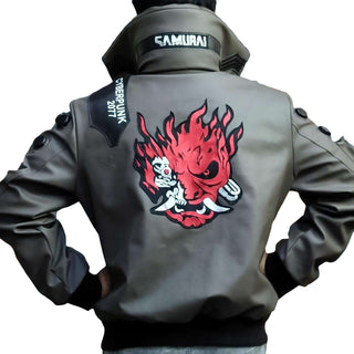 Cyberpunk 2077 Samurai Grey Bomber Leather Jacket