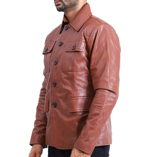 Men's Tan Brown Leather Coat