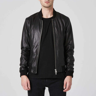 Men’s Black Bomber Leather Jacket