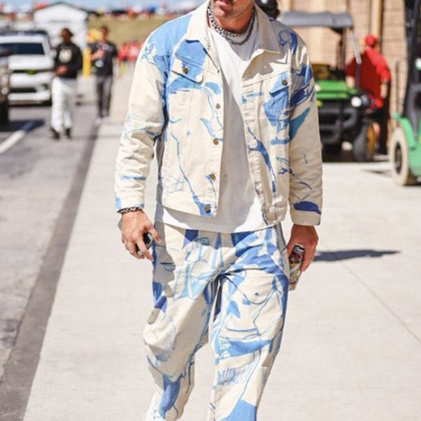 Travis Kelce Suit  Trendy New Men's Denim Suit Up to 30 % OFF
