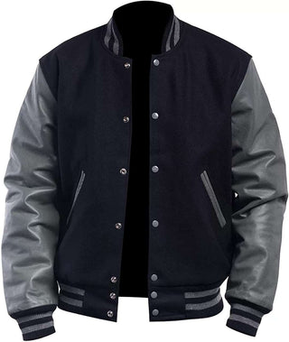 Black and Grey Mens Varsity Letterman Jacket