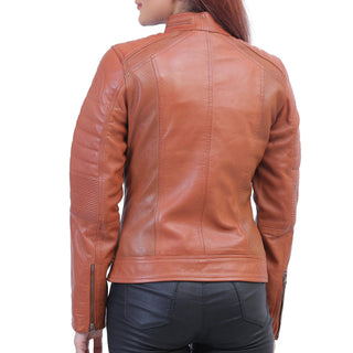 Womens Brown Cafe Racer Jacket