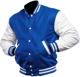 Mens Blue And White Varsity Jacket