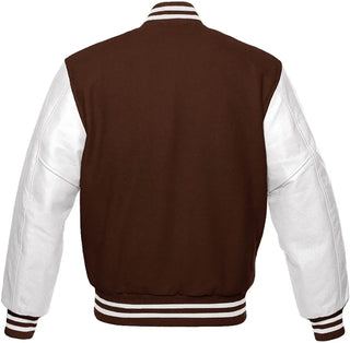 Brown And White Varsity Letterman Jacket