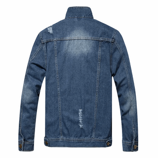 Men's Blue Denim Jean Damage Jacket
