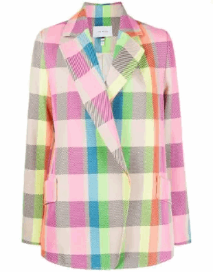 Lily Collins Multi-Color Coat