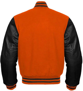 Orange And Black Letterman Jacket
