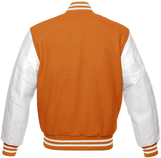 orange and white letterman jacket