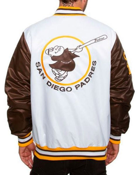 Men’s San Diego Padres Brown and White Varsity Jacket