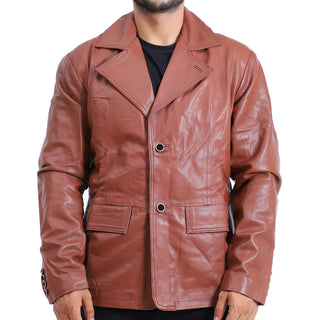 Men's Brown Waxed Leather Batman Leather Coat