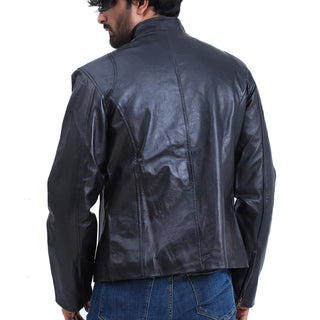 Mens Fashion Biker Black Leather Jacket
