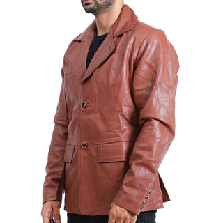 Men's Brown Waxed Leather Batman Leather Coat