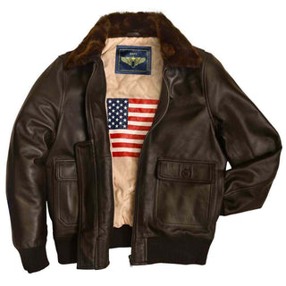 Navy G 1 Flight WWll Brown Aviator Men's Leather Jacket