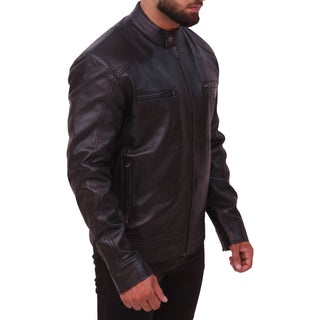 Cafe Racer Men's Black Real Leather Jacket