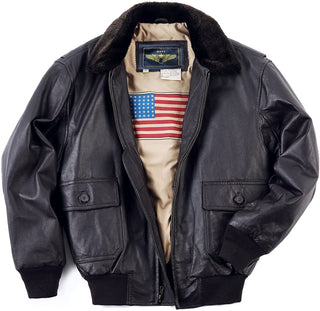 US Navy G1 Black Bomber Leather Jacket