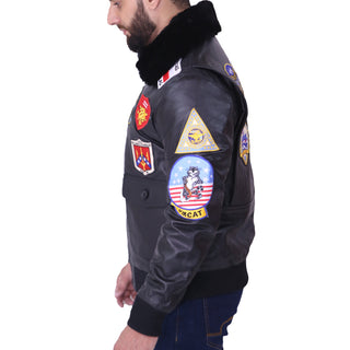 Top Gun Maverick Fur Collar Black Bomber Jacket