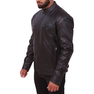 Cafe Racer Men's Black Real Leather Jacket
