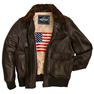 Men's G-1 US Navy Brown Bomber leather Jacket