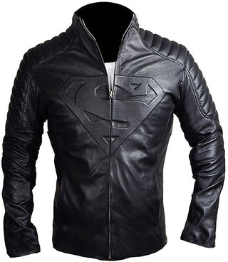 Superman Men's Genuine Black Leather Jacket