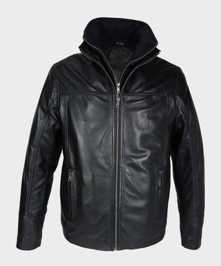 Mens Classic Black Real Leather Jacket