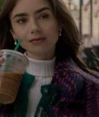 Emily In Paris Lily Collins Checked Sweater