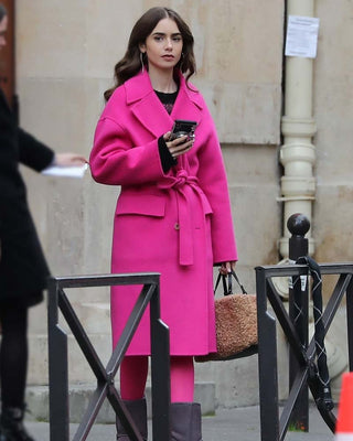 Emily in Paris Lily Collins Pink Coat