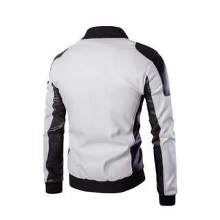 White Stylish Slim Fit Biker Men's Leather Jacket