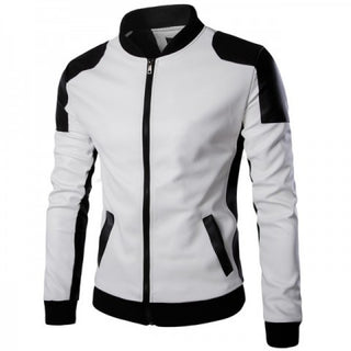White Stylish Slim Fit Biker Men's Leather Jacket