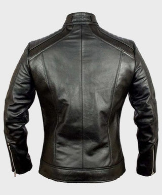 Mens Cafe Racer Black Classic Biker Leather Jacket
