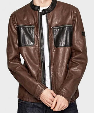 Men's Brown Cafe Racer Leather Jacket