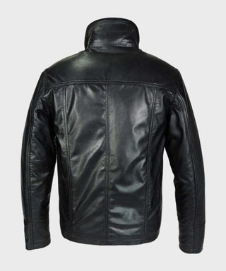 Mens Classic Black Real Leather Jacket