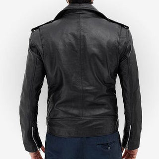 Mens Black Motorcycle Real Leather Jacket
