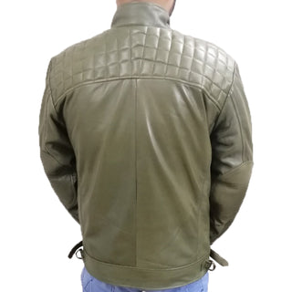 Green Quilted Men's Genuine Leather