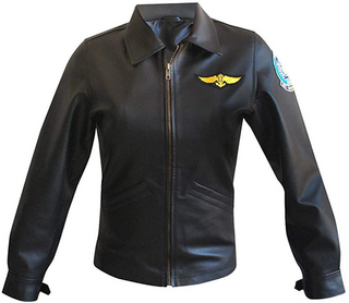 Women's Top Kelly McGillis Charlie Gun Flight Pilot Leather Jacket