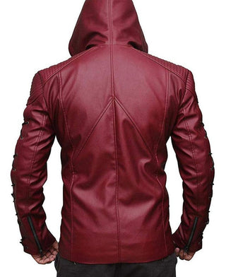 DC Red Arrow Inspired Red Hood Leather Jacket